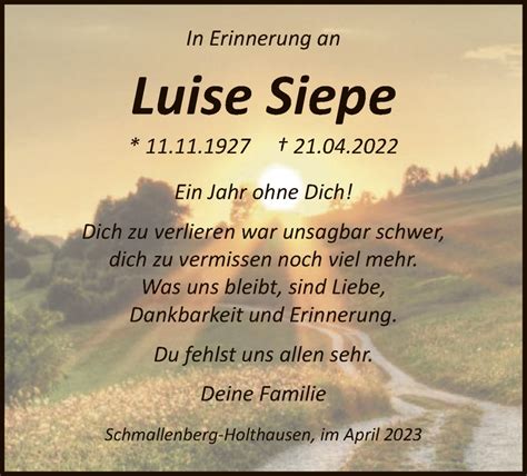 Traueranzeigen Von Luise Siepe Trauer Nrw