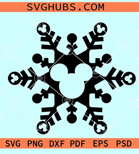 Mickey Mouse Snowflake Svg Mickey And Minnie Snowflakes Svg Black