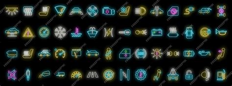 Premium Vector Car Dashboard Icons Set Vector Neon