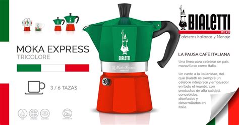 Cafetera Italiana Bialetti Moka Express Tricolore De 3 Y 6 Tazas