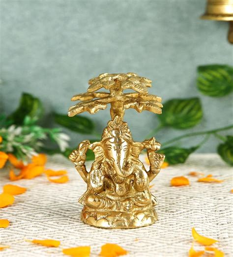 Buy Tree Ganesha Gold Brass Idol At 18 OFF By Imli Street Pepperfry