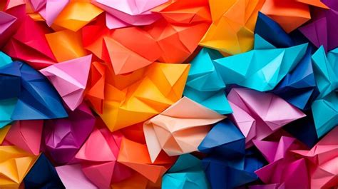 Premium AI Image | colorful paper origami on dark background