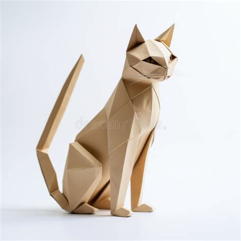 Intricate Minimalism: Origami Paper Cat in Precisionist Style Stock Illustration - Illustration ...