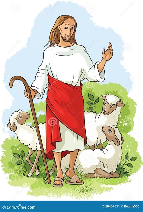 Jesus Is A Good Shepherd Easter Christian Background Stock Vector