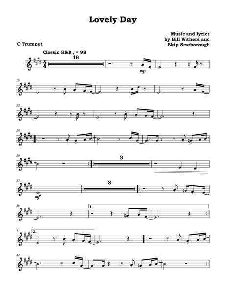 Lovely Day Arr David Lartey By Bill Withers Sheet Music For Trumpet