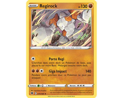 Regirock Pv Carte Rare Reverse P E Et Bouclier