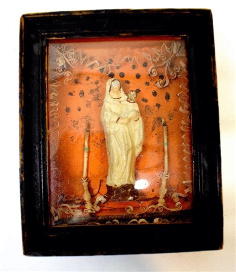 Proantic Ex Voto Reliquaire Vierge L Enfant Terre Cuite Peinte Art