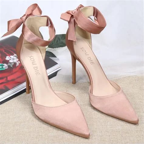 Hermoso Nude Satén Gala Sandalias De Mujer Bowknot Correa Del