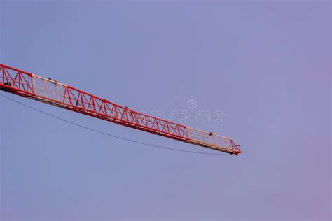 Red And White Boom Of A Construction Crane Stock Photo Image Of