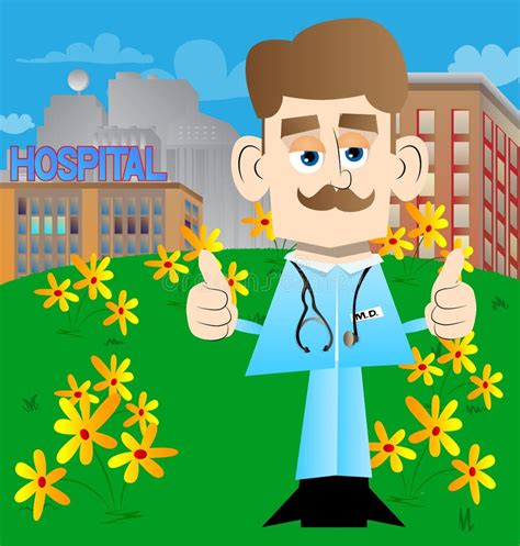 Funny Cartoon Doctor Making Thumbs Up Sign Stock Vector - Illustration ...