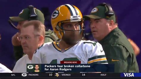 Aaron Rodgers Injury Update Broken Collarbone Packers vs Vikings NFL ...