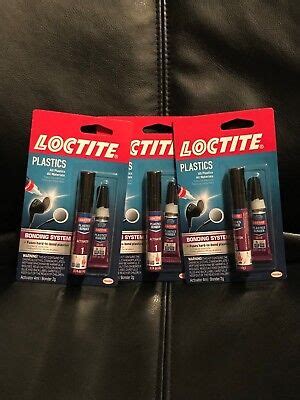 3 New LOCTITE Plastics 2pc Bonding System Super Glue Metal Leather