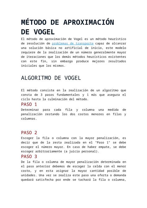 Docx Ejemplo Del M Todo De Aproximaci N De Vogel Pdfslide Net