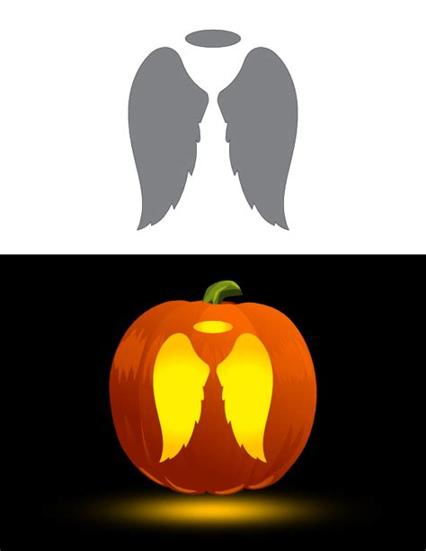 Printable Angel Wings and Halo Pumpkin Stencil