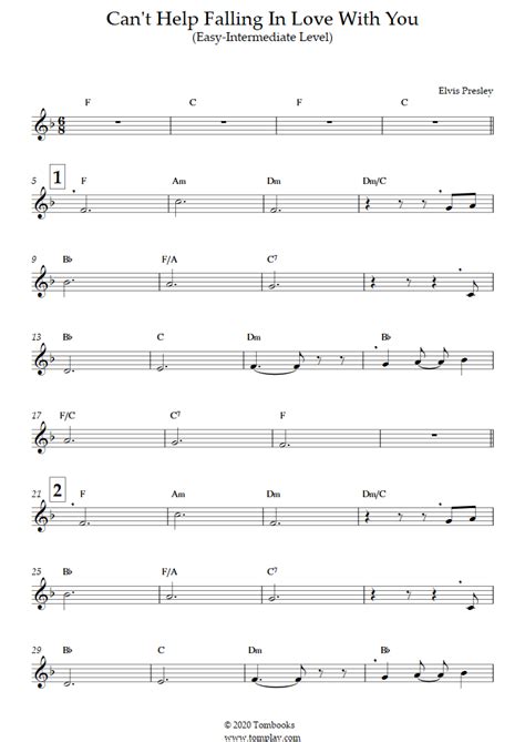 Can't Help Falling In Love (Easy/Intermediate Level) (Elvis Presley) - Trumpet Sheet Music