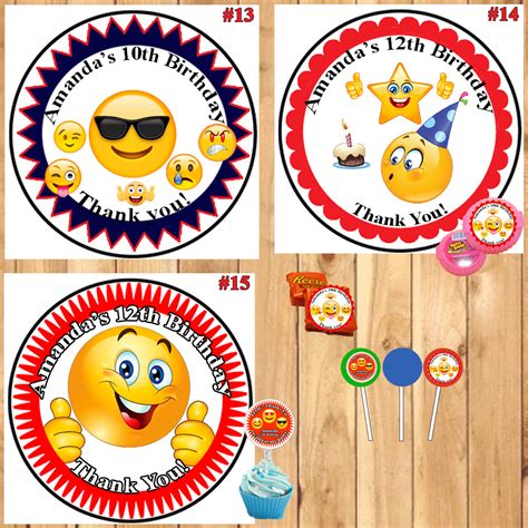 Emoji Birthday Round Stickers Printed 1 Sheet Cup Cake Toppers Favor S Virginia Design Shop