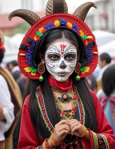 Premium AI Image | People wearing traditional Day of the Dead masks and ...