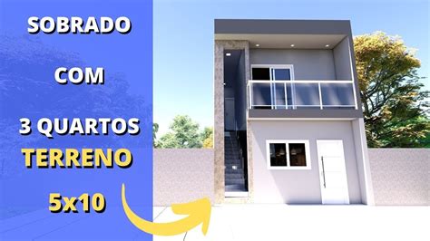 PLANTA DE CASA TIPO SOBRADO PEQUENO 3 QUARTOS 5x10 YouTube