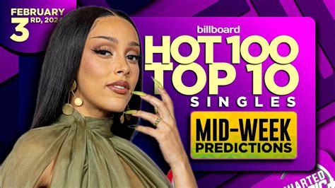 Mid Week Predictions Billboard Hot 100 Top 10 Singles February 3rd 2024 Youtube