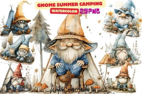 Gnome Summer Camping Clipart Graphic By Watercolorarch Creative Fabrica