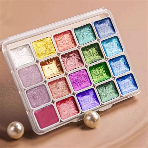 Metallic Watercolour Paint Set Pearlescent Watercolour Paints 20 Colors