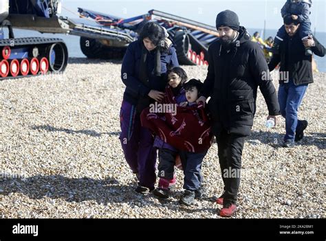 The Rnli Lifeboat Crew Launch Rescue Boat To Rescue Migrants In The