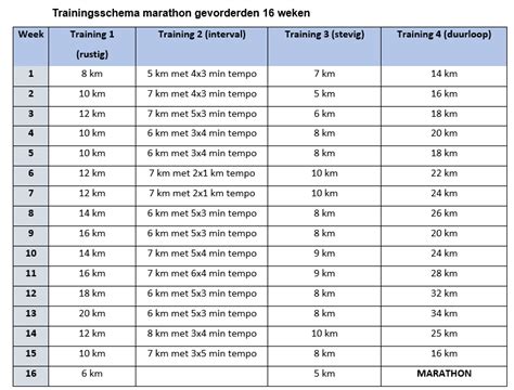 Hardloopschema Marathon Gevorderden Fitastic Life