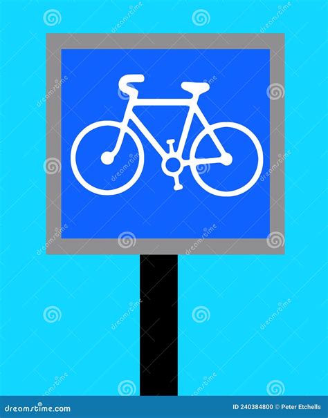Cycle lane traffic sign stock illustration. Illustration of bike