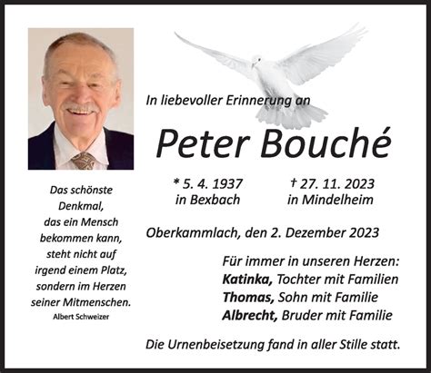 Traueranzeigen von Peter Boucé Augsburger Allgemeine Zeitung