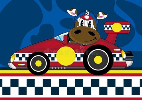 Cartoon Cow In Racing Car Stock Vector Illustration Of Racingcar