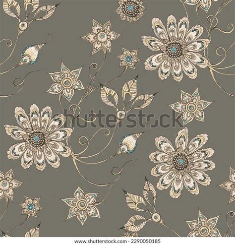 Seamless Floral Print Febric Floral Pattern Stock Illustration