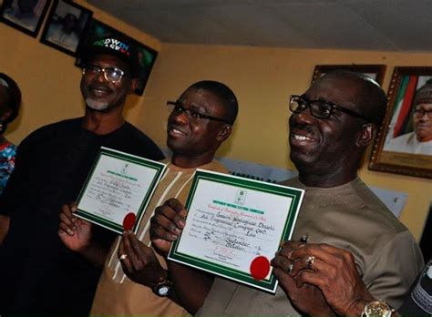 Photos Inec Presents Certificates Of Return To Edo State Governor