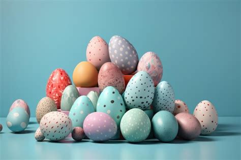 Premium AI Image | Vibrant Easter Eggs Arrangement on a Neutral ...