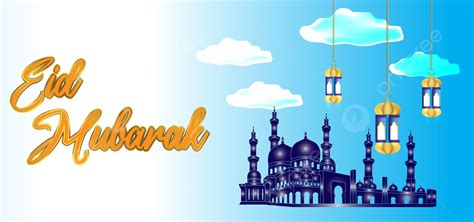 Eid Day Background With Blue Sky And Mosque Eid Day Eid Background