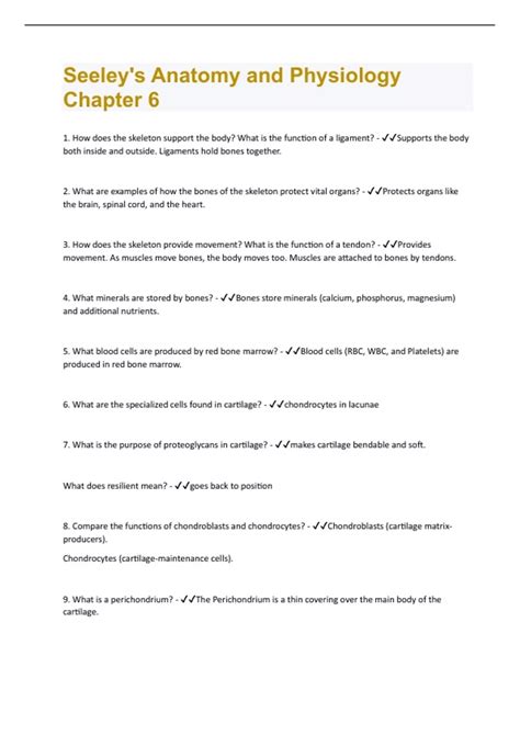 Seeley's Anatomy and Physiology Chapter 6 | Questions and Answers with