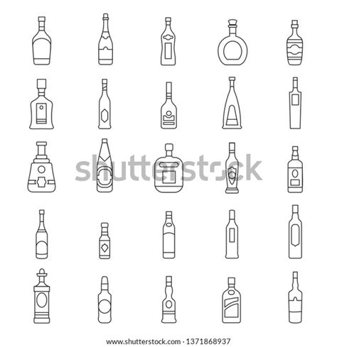 Alcohol Bottles Line Icons Set Illustration Stock Illustration 1371868937 Shutterstock