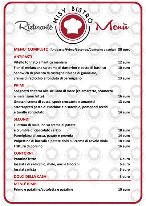 Carta Y Men Actualizados Misy Bistro En Rivarolo Canavese