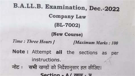 Previous Question Paper Of Company Law Ccs University Previous