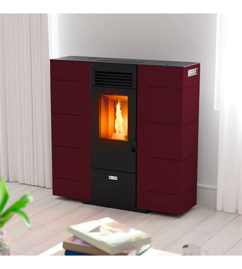 Stufa A Pellet Canalizzata Salvaspazio Slim C Bordeaux Kw