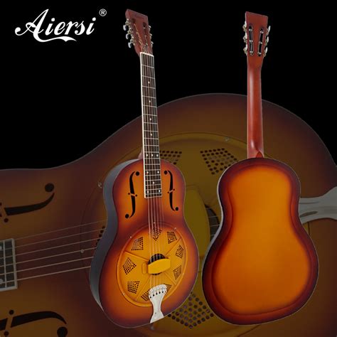 Single Cone Duolian Sunburst Colour Bell Brass Resonator Guitar Aiersi Guitar