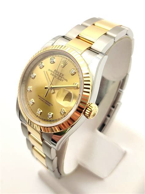 Rolex Datejust 36 Champagne Diamond Dial Two Tone Oyster