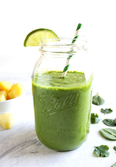 Super Green Pineapple Lime Cilantro Smoothie Robust Recipes