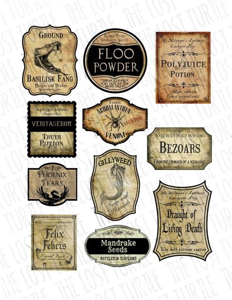 Realistic Handmade Labels Potion Bottle Labels Wizard Party