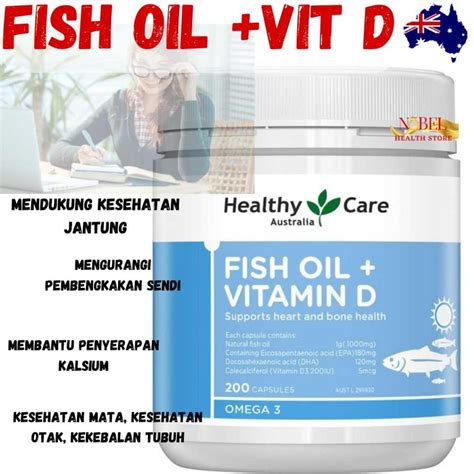 Jual Healthy Care Fish Oil Vitamin D Capsules Shopee Indonesia