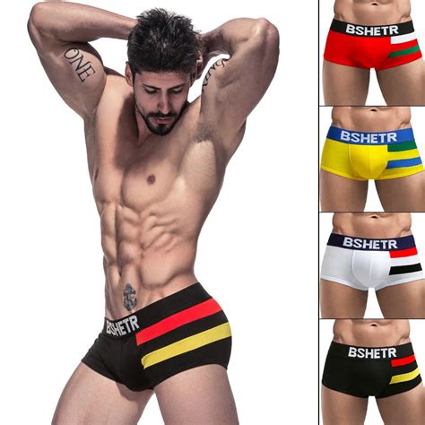 Bshetr 3 Pcs Lot Mens Boxers Set Mens Underwear Homme Cueca Trunks Gay