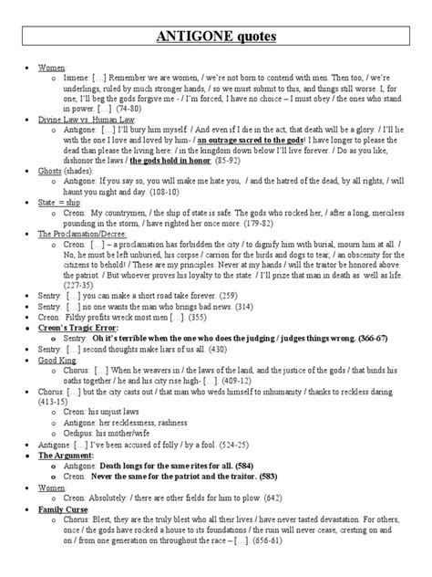 ANTIGONE Quotes on Divine Law, Women, Fate and the Fall of the Tragic ...