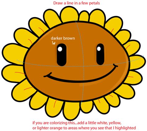 How To Draw Sunflower From Plants Vs Zombies With Easy Step By Step