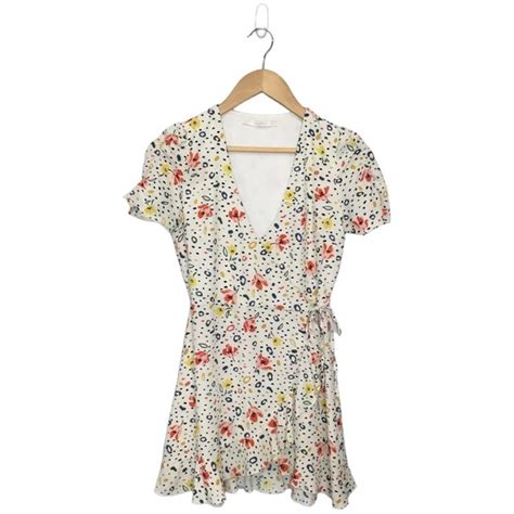 Zara Dresses Zara Trafaluc Ditsy Floral Wrap Tie Ruffle Mini Dress