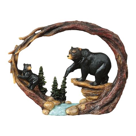 Black Bear Cubs Garden Statue | Black Forest Decor