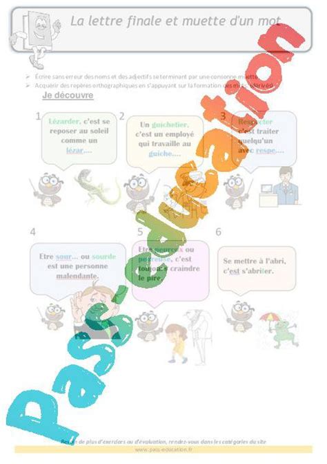 Lettre Finale Et Muette Dun Mot CM1 Soutien Scolaire Aide Aux